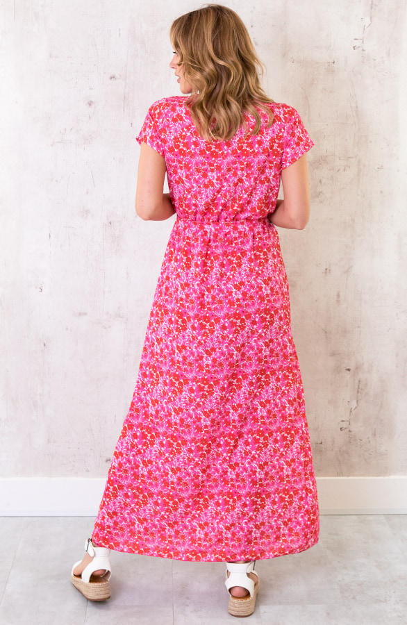 Maxi Jurk Bloemen Fuchsia – shoparchief, foto 3