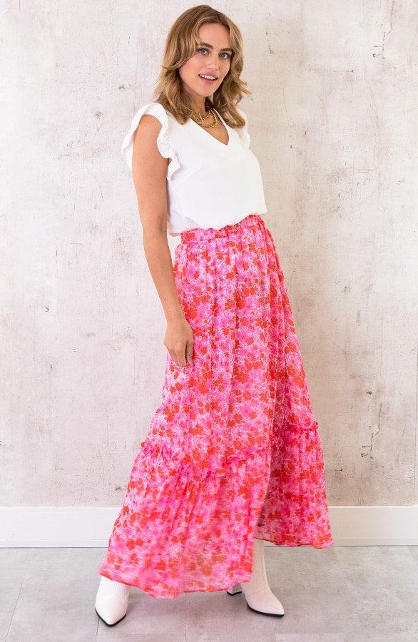 Maxi Rok Bloemen Fuchsia – shoparchief, foto 3