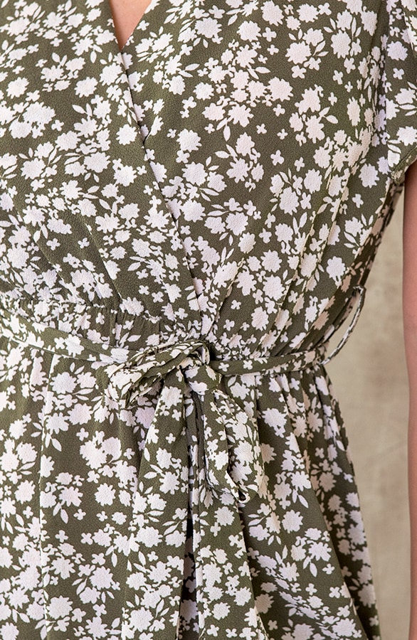 Midi Bloemen Jurk Army – shoparchief, foto 3