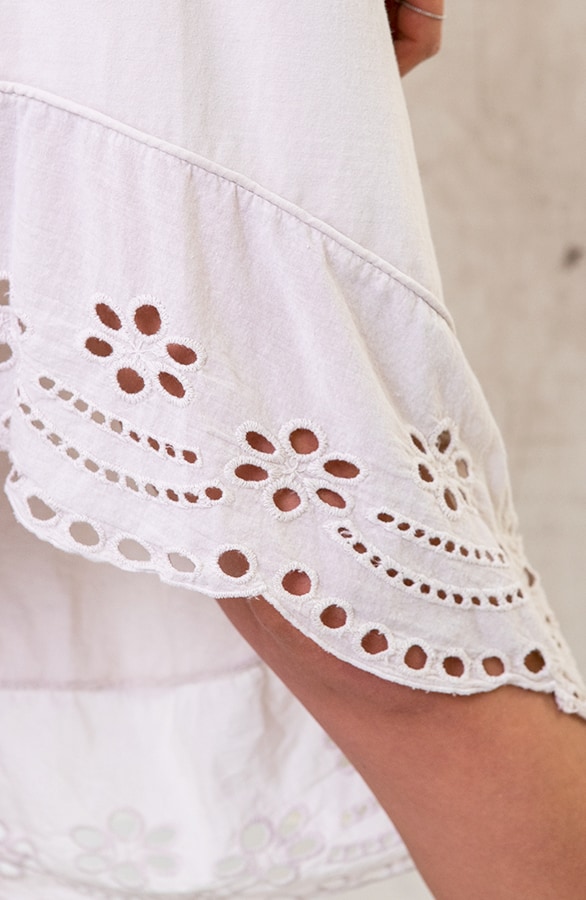 Oversized Katoenen Embroidery Jurk Beige – shoparchief, foto 4