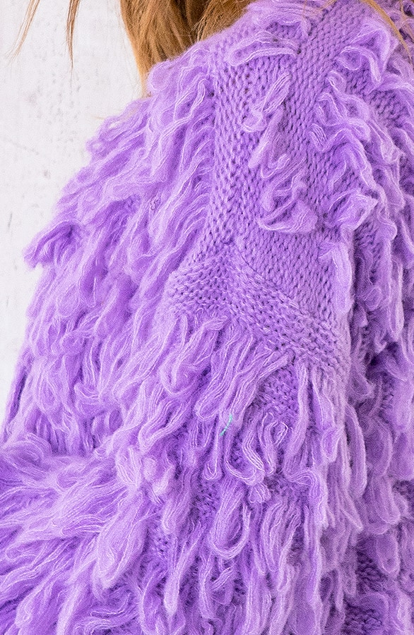 Oversized Knitted Fringe Vest Purple – shoparchief, foto 6