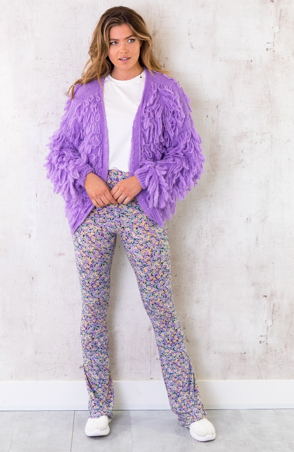 Oversized Knitted Fringe Vest Purple – shoparchief, foto 7