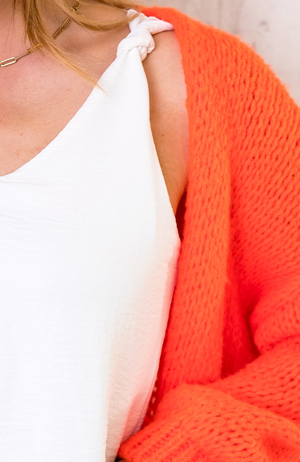 Oversized Knitted Vest Neon Orange – shoparchief, foto 2