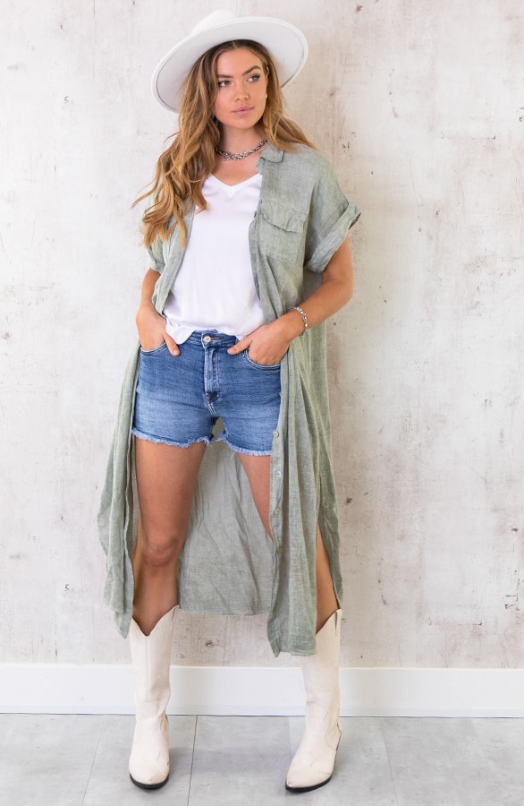 Oversized Linnen Kimono Army – shoparchief, foto 2