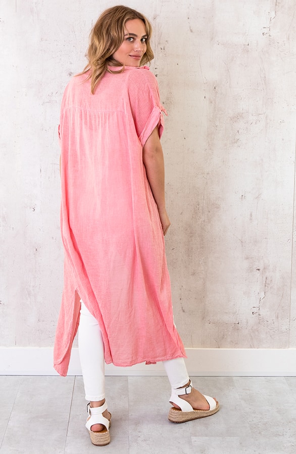 Oversized Linnen Kimono Roze – shoparchief, foto 3
