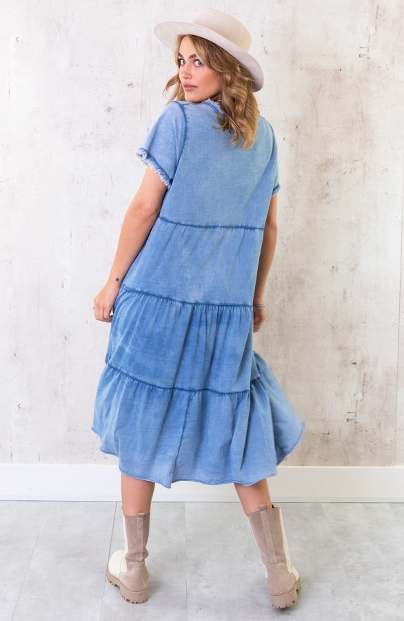 Oversized Washed Jurk Denim Blue – shoparchief, foto 3