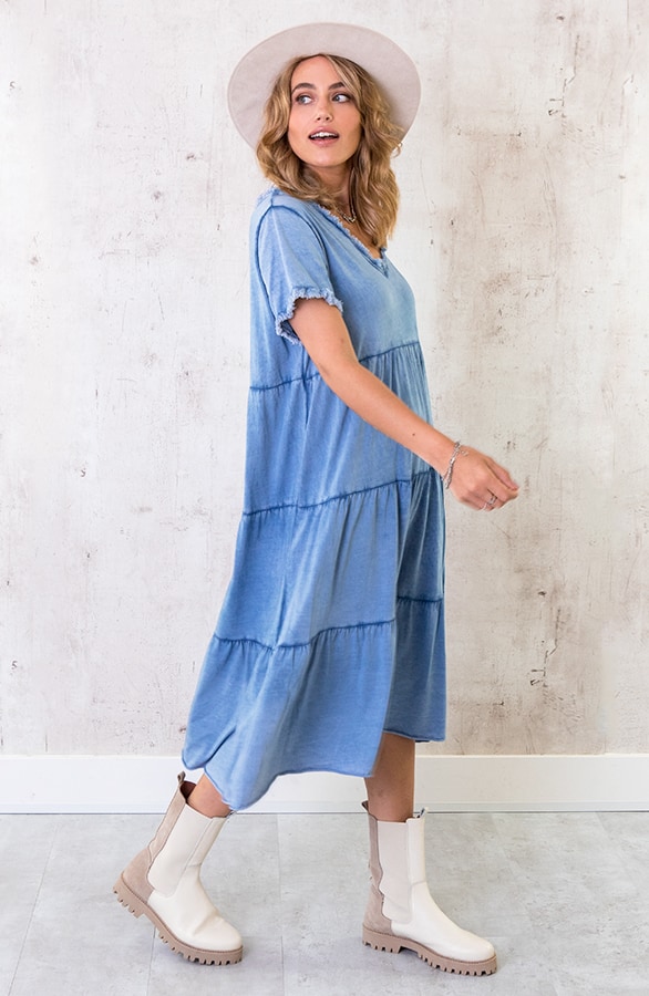 Oversized Washed Jurk Denim Blue – shoparchief, foto 2