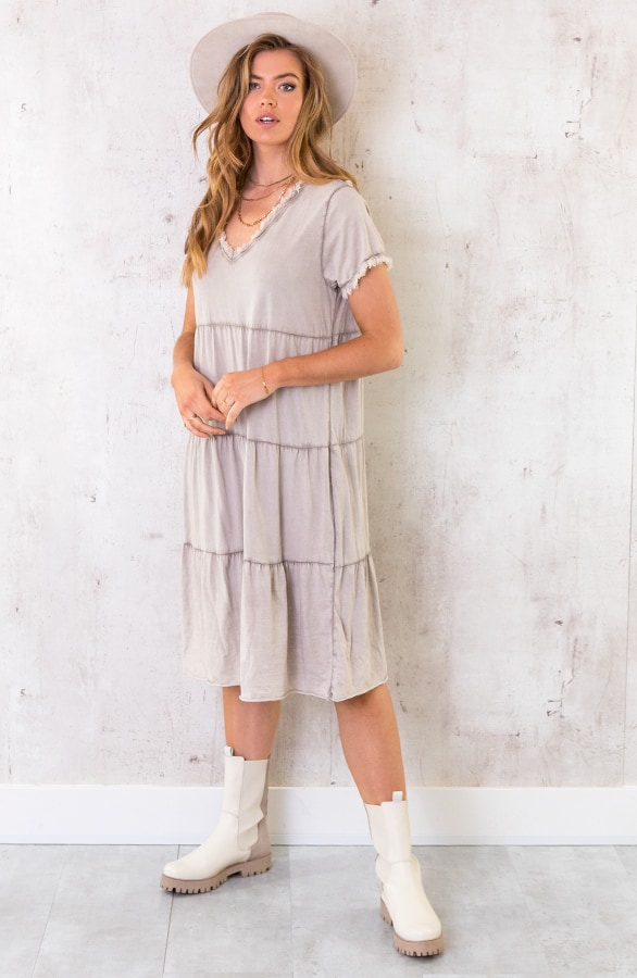 Oversized Washed Jurk Taupe – shoparchief, foto 3