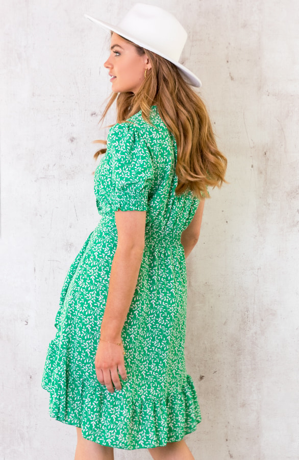 Overslag Ruches Leaves Jurk Groen – shoparchief, foto 6