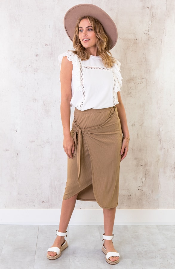 Overslag Strik Rok Camel – shoparchief, foto 3