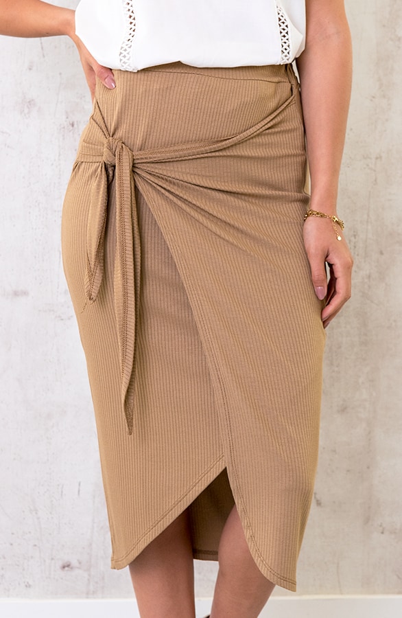 Overslag Strik Rok Camel – shoparchief, foto 6