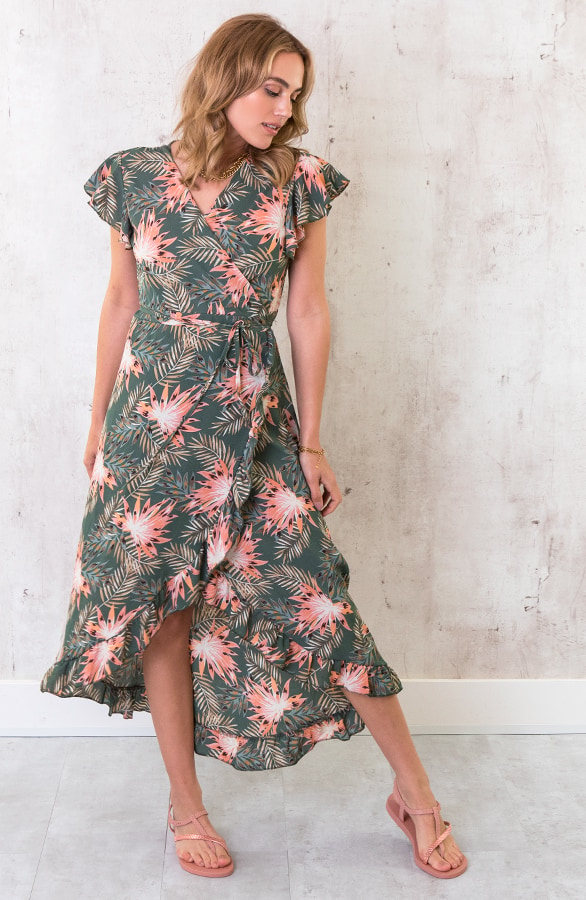 Palm Leaves Jurk Midi Army – shoparchief, foto 2