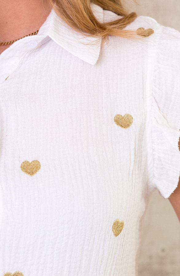 Ruffle Hartjes Blouse Goud – shoparchief, foto 5