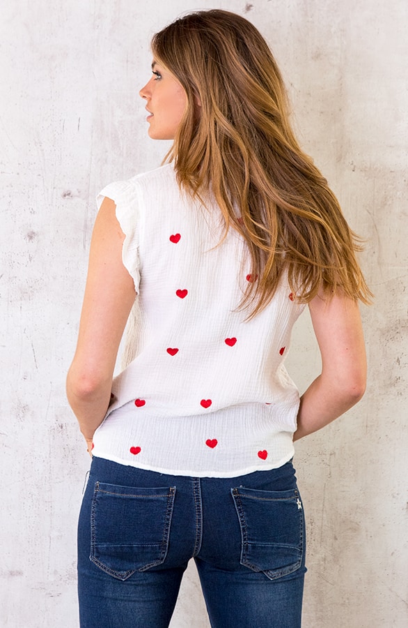 Ruffle Hartjes Blouse rood – shoparchief, foto 3