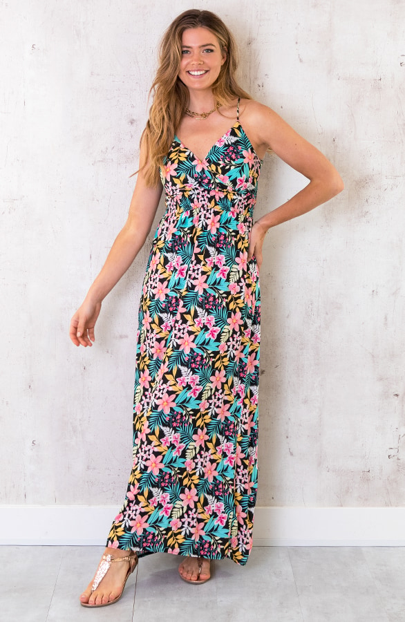 Spaghetti Maxi Jurk Tropical Multicolor – shoparchief