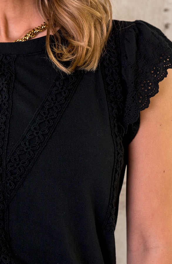 Top Met Gehaakte Details Zwart – shoparchief, foto 4
