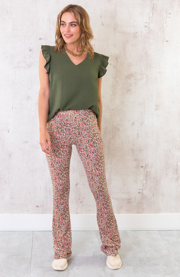 Flared Broek Floral Koraal – shoparchief, foto 6