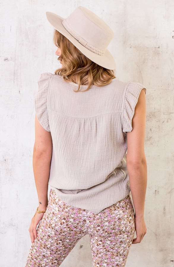 Katoenen Ruches Top Beige – shoparchief, foto 3