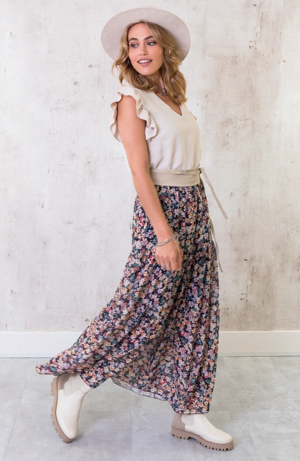 Maxi Bloemen Rok Zwart – shoparchief, foto 7