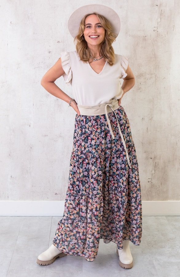 Maxi Bloemen Rok Zwart – shoparchief, foto 6