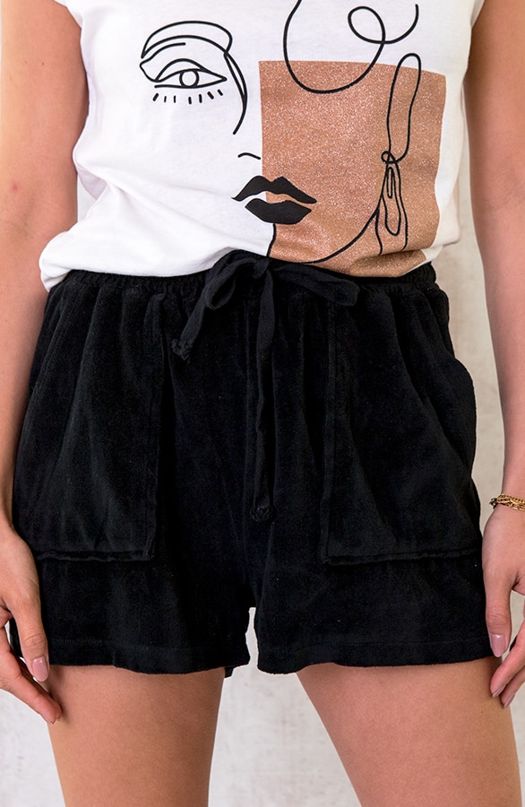 Velours Shorts Met Zakken Zwart – shoparchief