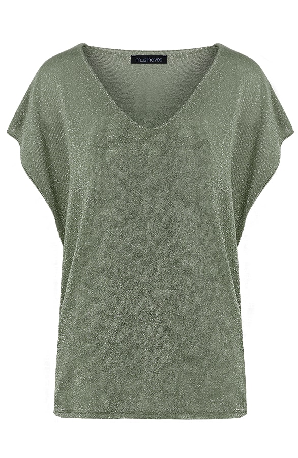 Lurex V-hals Top Army 1.0 – shoparchief
