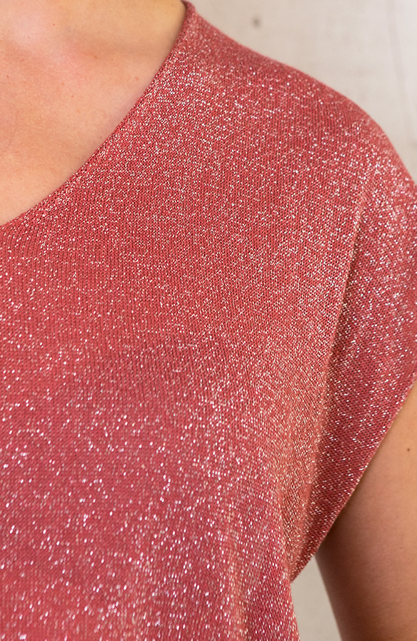 Lurex V-hals Top Koraal 1.0 – shoparchief, foto 4