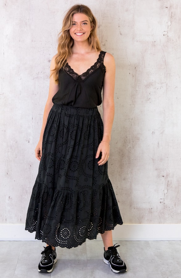 Maxi Embroidery Rok Zwart – shoparchief, foto 6