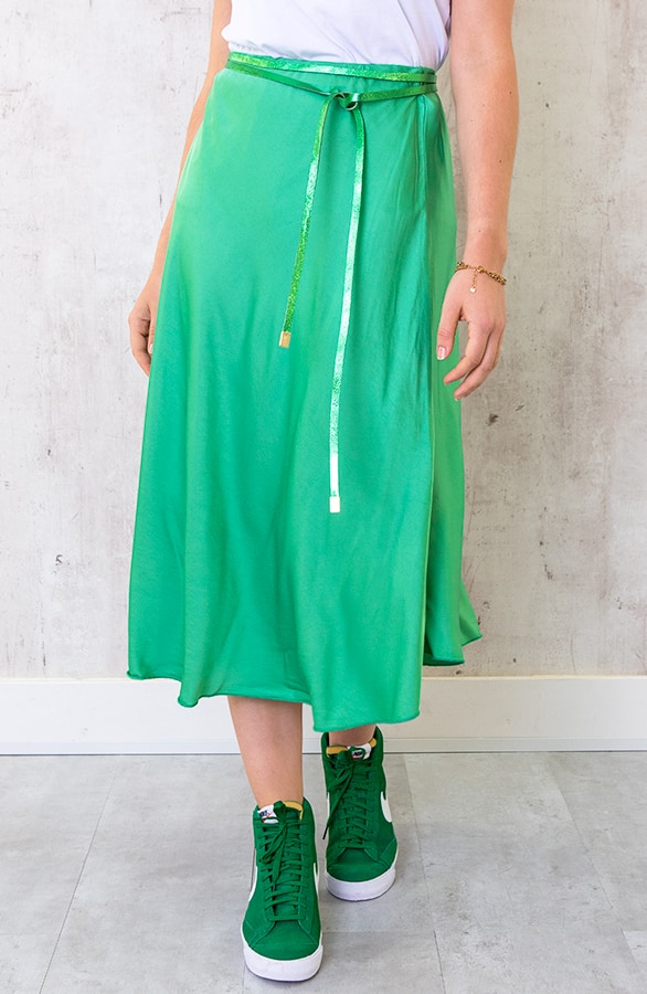 Midi Satijnen Rok Bright Green – shoparchief, foto 2