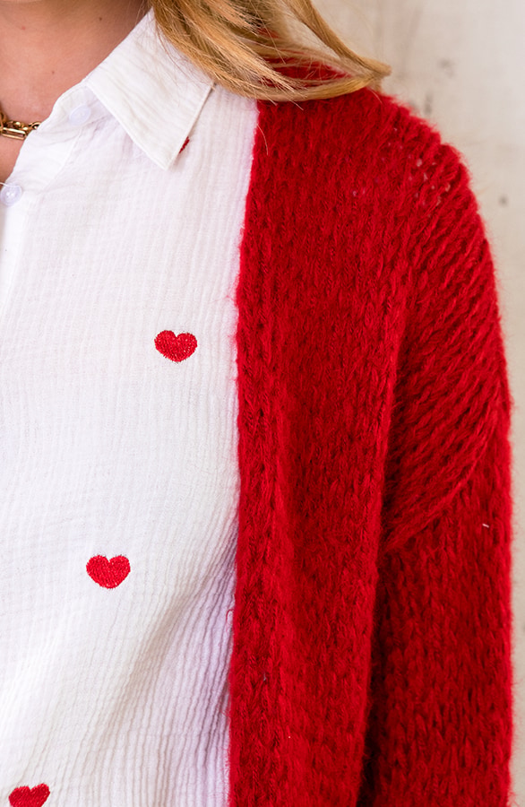 Oversized Knitted Vest Rood – shoparchief, foto 10