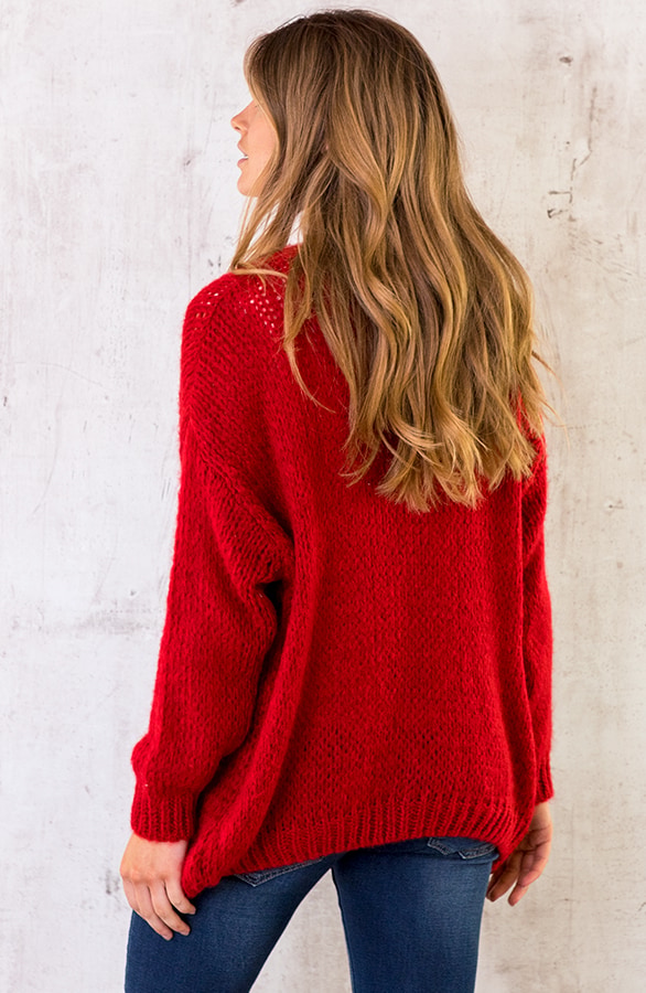 Oversized Knitted Vest Rood – shoparchief, foto 8