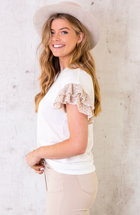 Oversized Top Met Beige Details – shoparchief, foto 6