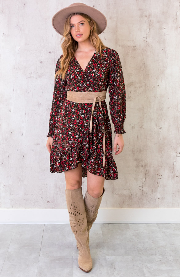 Overslag Jurk Wild Flower Rood – shoparchief, foto 5