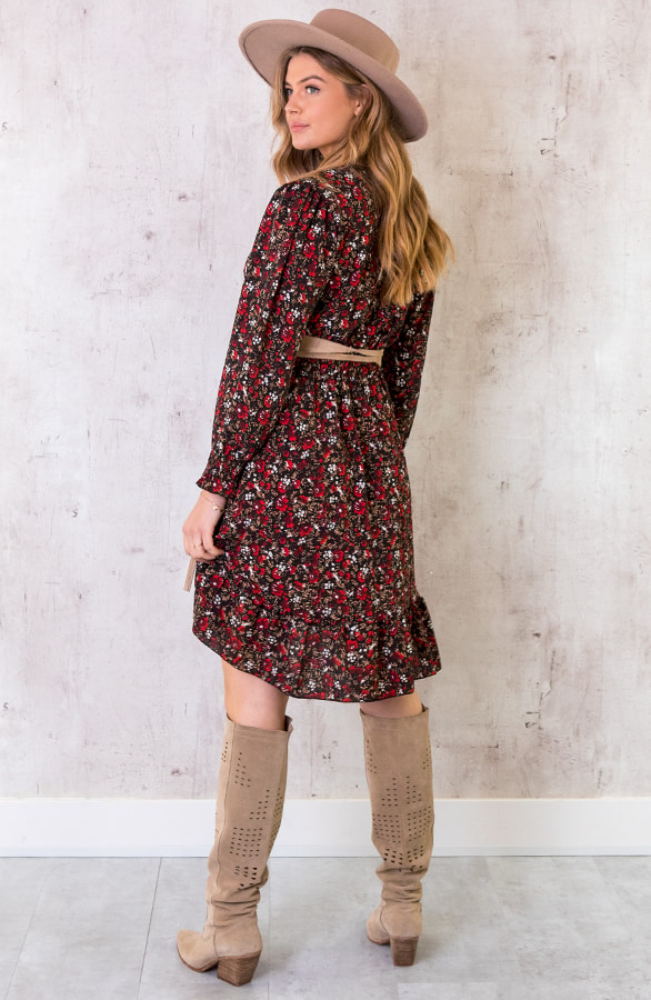 Overslag Jurk Wild Flower Rood – shoparchief, foto 4
