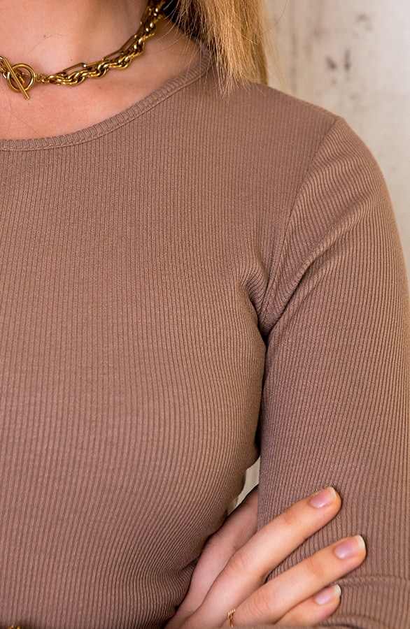 Rib Stretch Jurk Taupe – shoparchief, foto 5