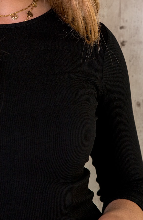Rib Stretch Jurk Zwart – shoparchief, foto 5