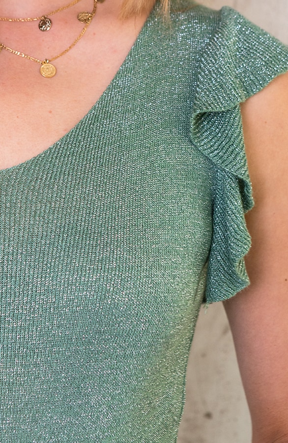 Ruffle Lurex Top Light Army – shoparchief, foto 6