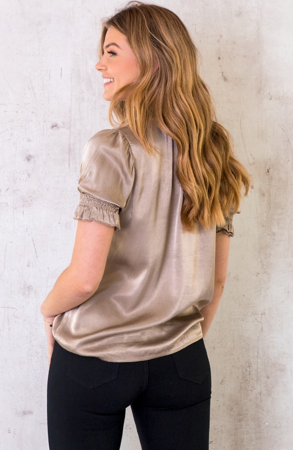 Satijnen Col Top Taupe – shoparchief, foto 3