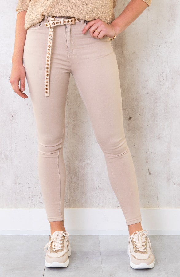 Skinny High Waist Jeans Beige – shoparchief