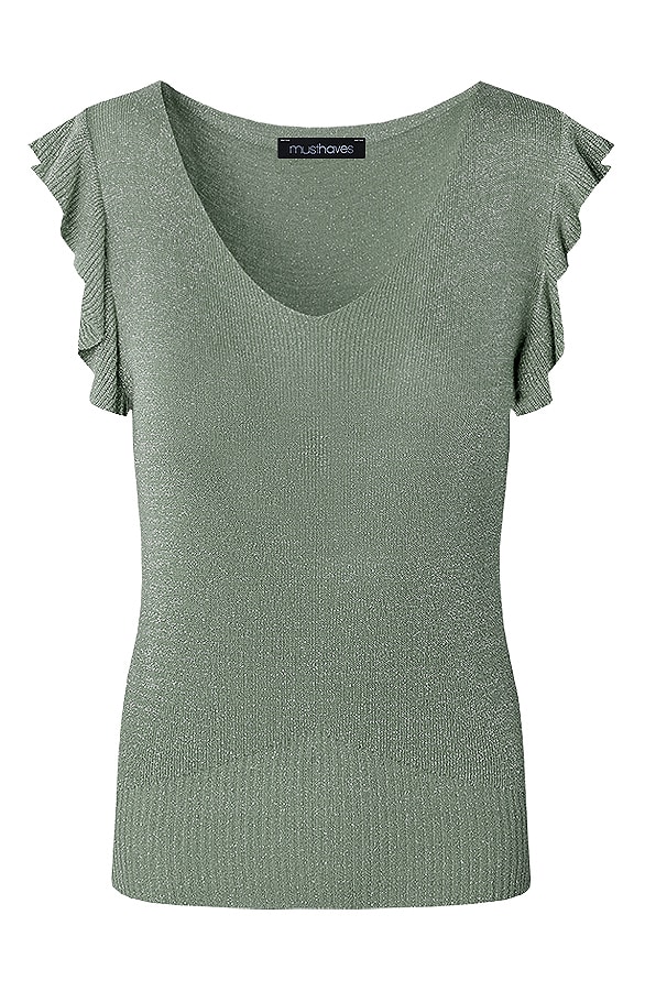 Ruffle Lurex Top Light Army – shoparchief