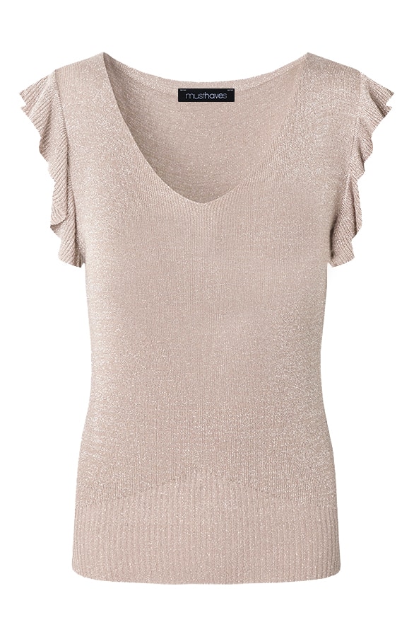 Ruffle Lurex Top Beige – shoparchief