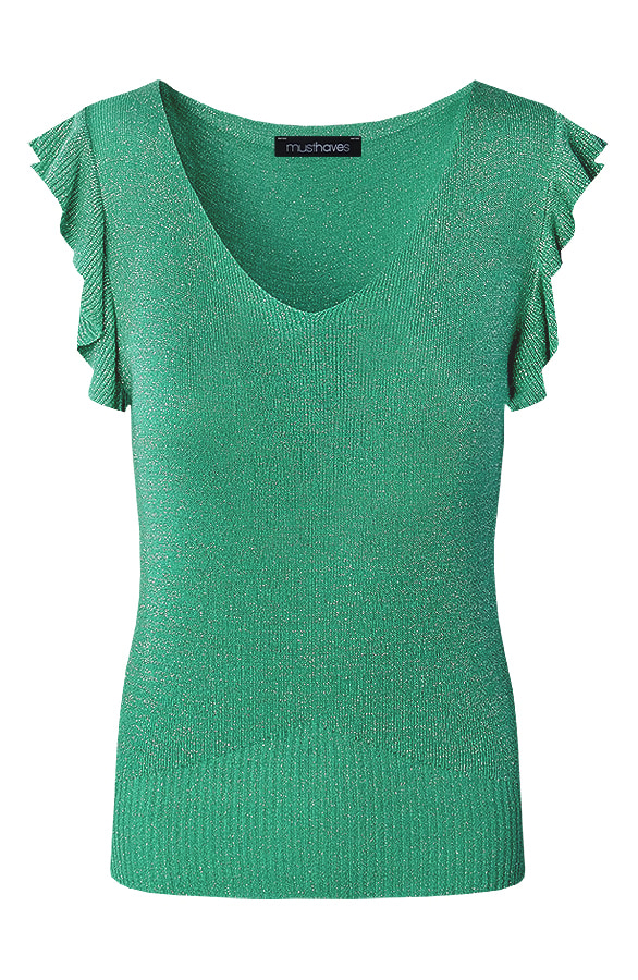 Ruffle Lurex Top Bright Green – shoparchief