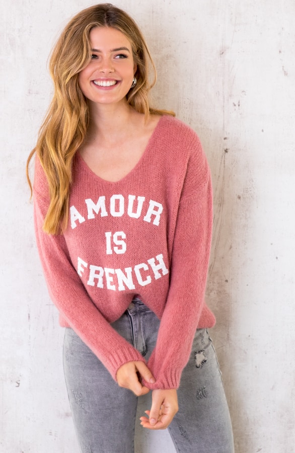 Amour Is French Trui Dust Roze – shoparchief