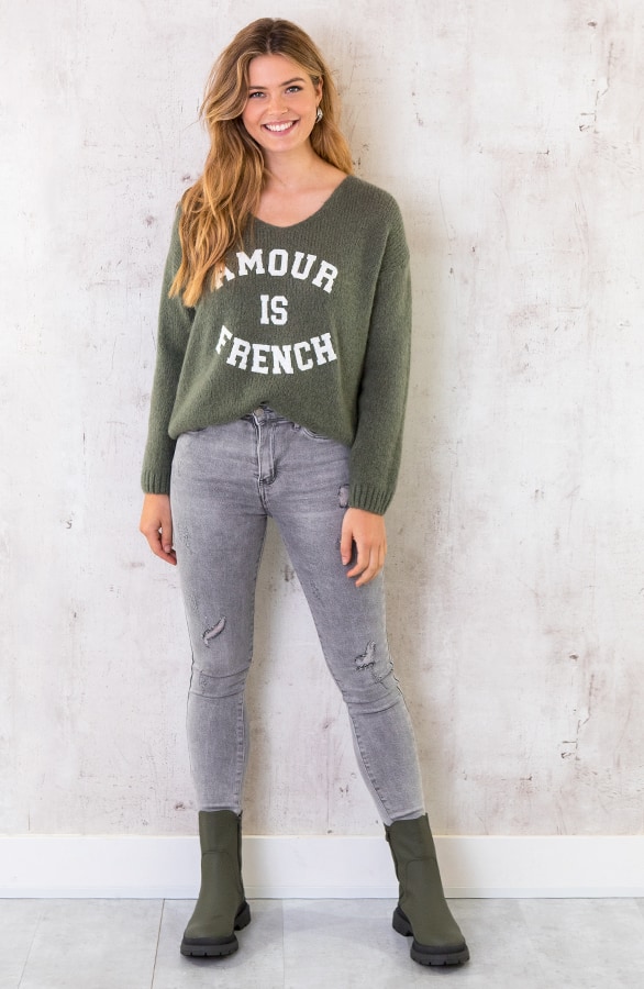 Amour Is French Trui Legergroen – shoparchief, foto 2