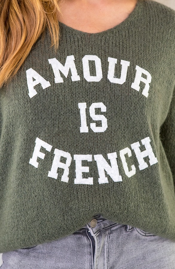 Amour Is French Trui Legergroen – shoparchief, foto 3