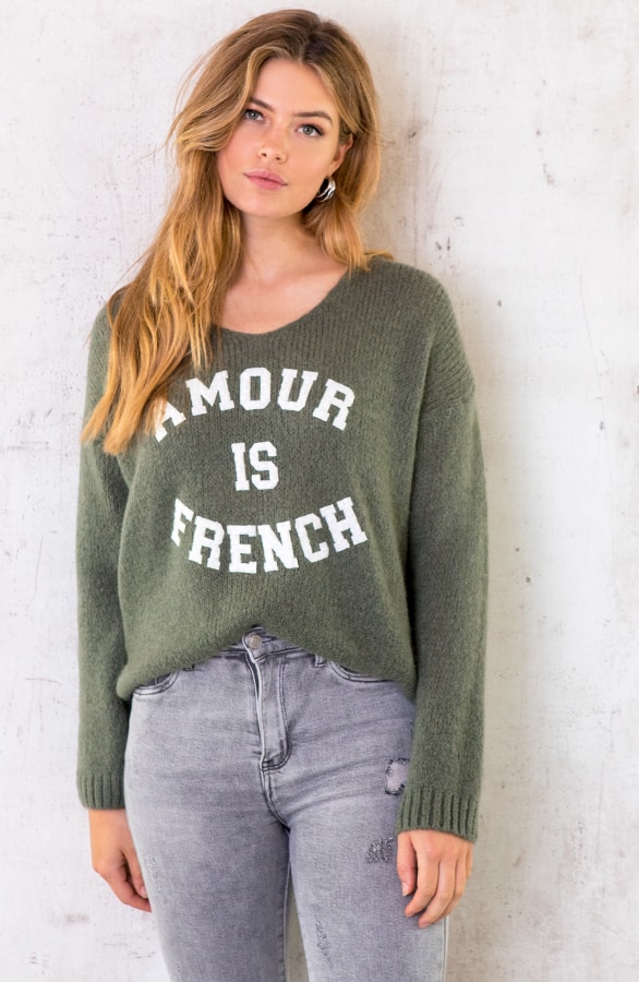 Amour Is French Trui Legergroen – shoparchief