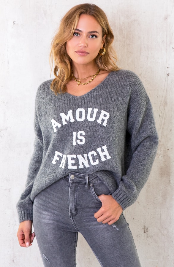 Amour is French Trui Grijs – shoparchief