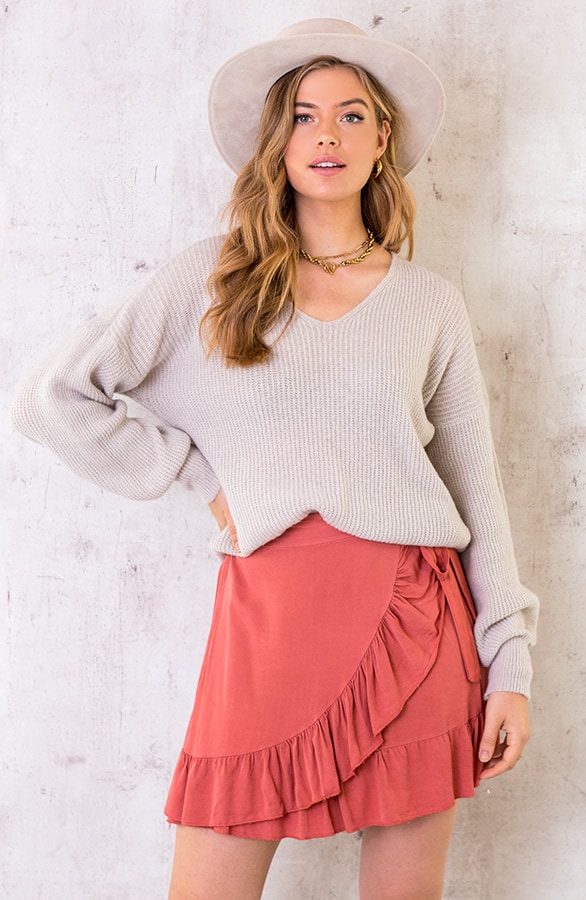 Basic Soft V-Trui Beige – shoparchief, foto 4