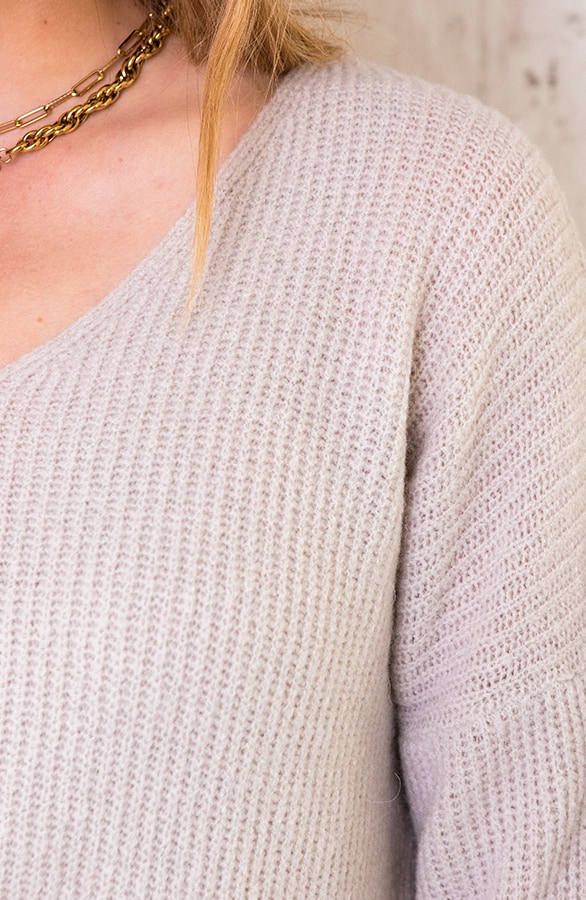 Basic Soft V-Trui Beige – shoparchief, foto 2