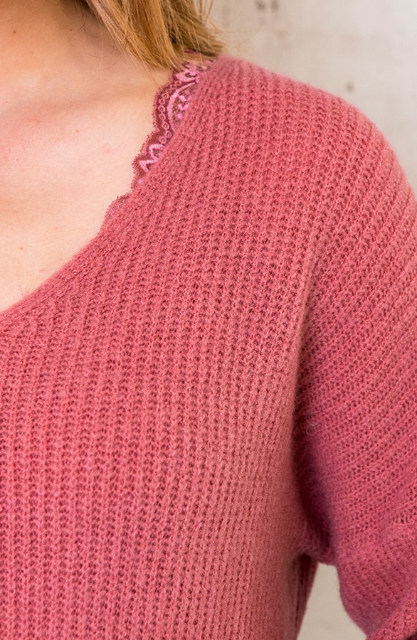 Basic Soft V-Trui Dust Roze – shoparchief, foto 5
